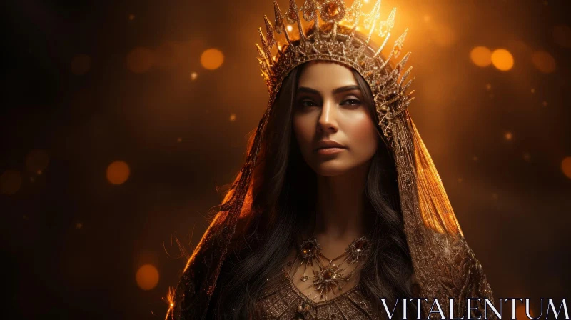 Golden Crown Woman Portrait AI Image