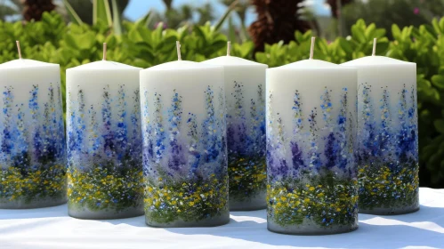 Hand-Painted Floral Candles | Exquisite Decorative Cylindrical Candles