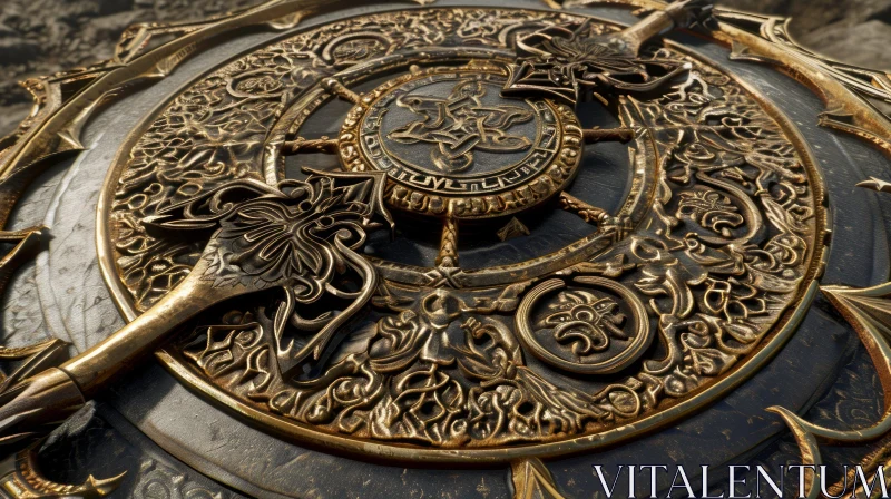 Intricate Celtic Knot Metal Shield - Bronze with Dark Patina AI Image