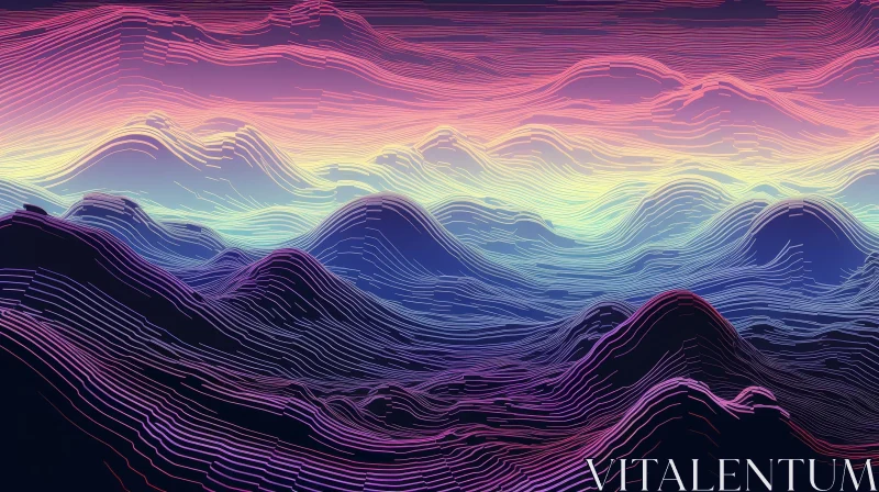 Mountain Range Sunset Landscape - Serene Nature Beauty AI Image