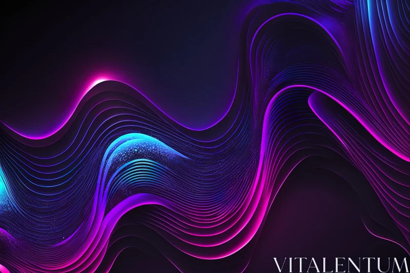 Abstract Black Background with Blue and Purple Waves | Neon Realism AI Image
