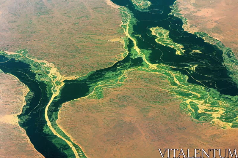 Aerial Shot of a Serene River | Natural Beauty Captured AI Image