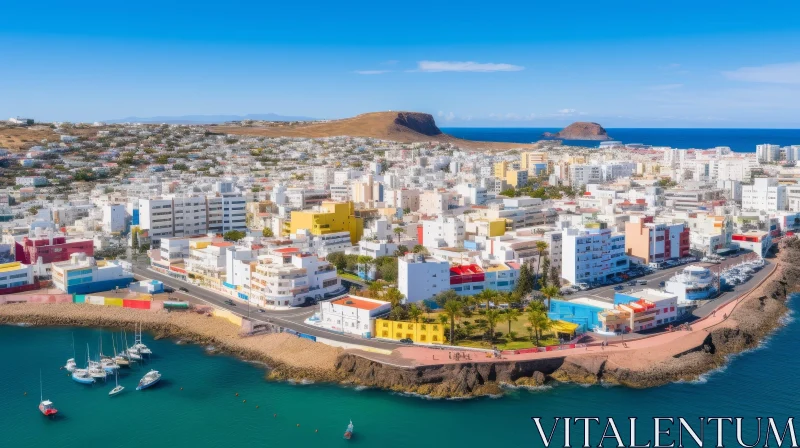 AI ART Aerial View of Puerto del Carmen in Lanzarote, Canary Islands