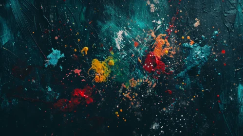 Colorful Abstract Painting with Paint Splatters
