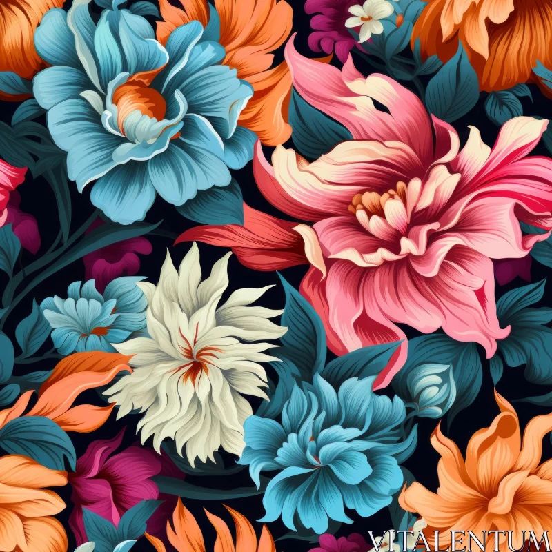 Colorful Floral Seamless Pattern Design AI Image