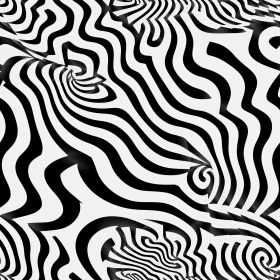 Curved Lines Geometric Pattern in Black and White