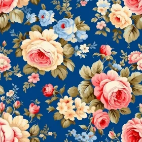 Dark Blue Floral Rose Pattern - Elegant Design