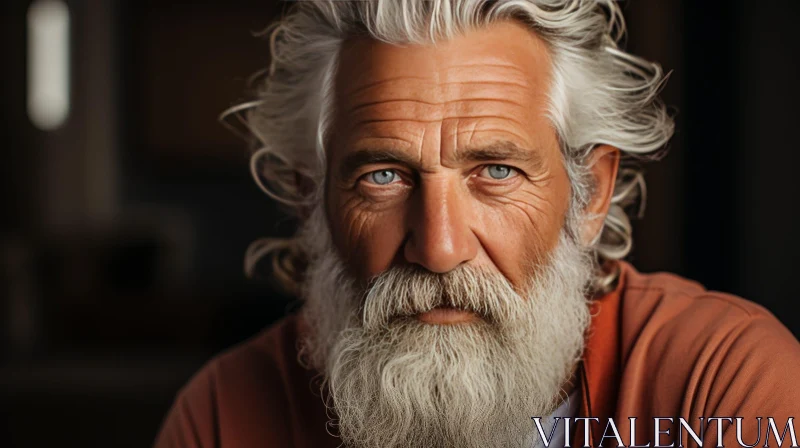 AI ART Elderly Man Portrait with White Hair and Blue Eyes