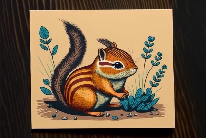 Handmade Painting of a Chipmunk: Graphic Design-Inspired Illustrations