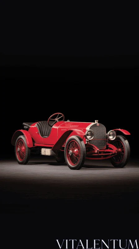 Red Vintage Sports Car on Dark Background - Bold and Striking Artwork AI Image