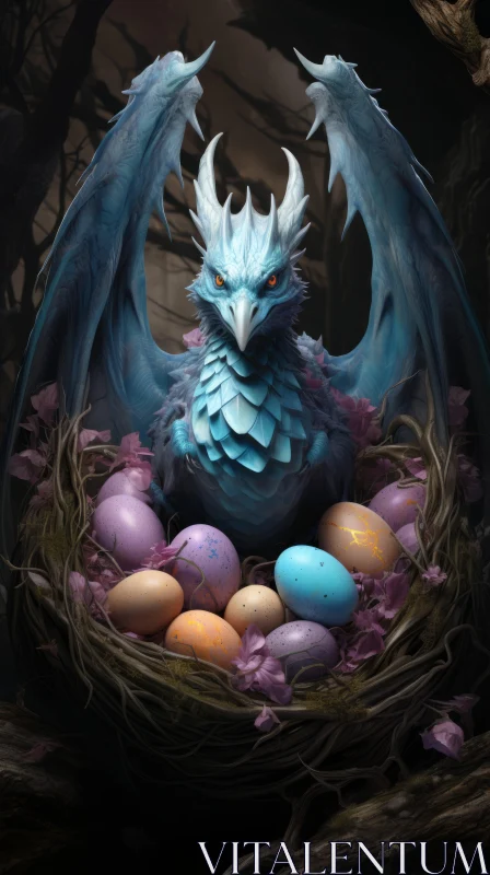 Easter Dragon Nest - A Fusion of Fantasy and Realism AI Image