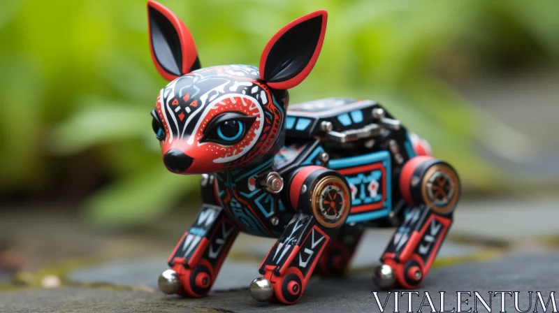 Mexican Folklore-Inspired Wooden Robot Deer Art AI Image
