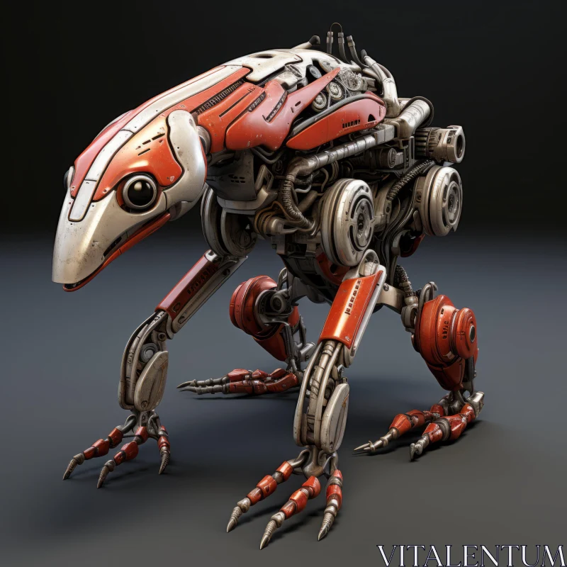3D Rendered Robot with Animal Motifs AI Image