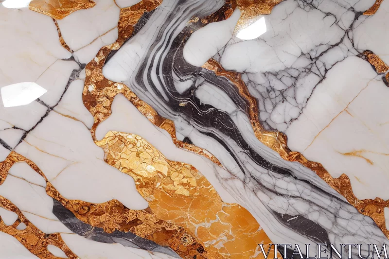 Captivating Marble Floor with Gold and Black Patterns AI Image