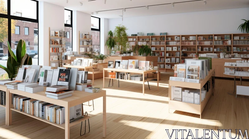 AI ART Contemporary Bookstore Interior: A Haven for Book Lovers