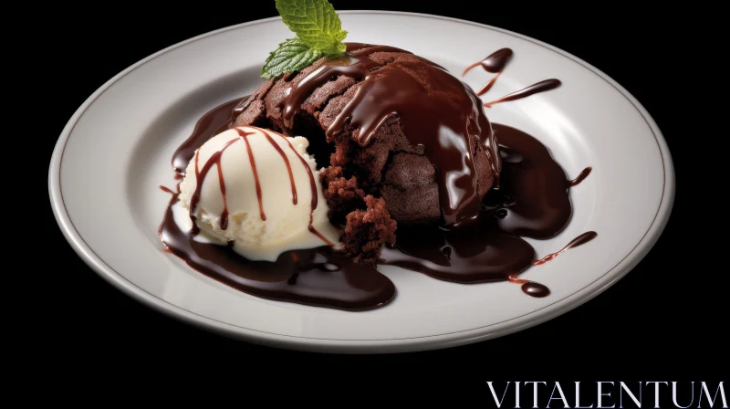 Delicious Chocolate Cake with Vanilla Ice Cream AI Image