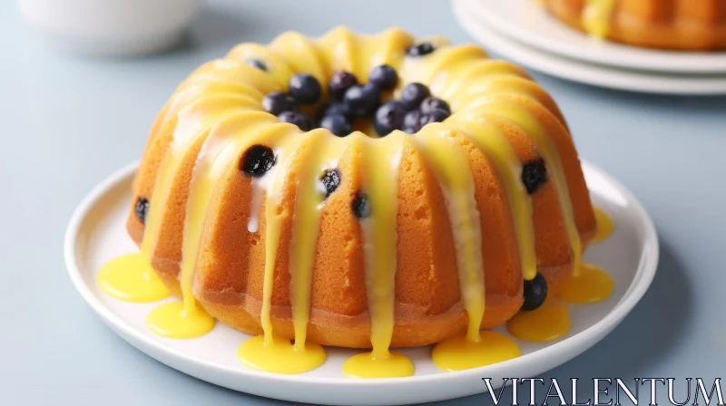Delicious Homemade Bundt Cake with Fresh Blueberries AI Image