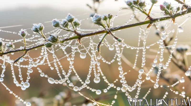 Morning Dew on a Delicate Spider's Web - Nature Photography AI Image