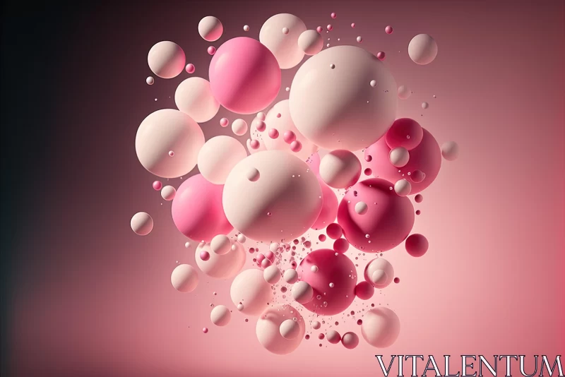 Pink and White Spheres in Fluid Motion - Realistic Rendering AI Image