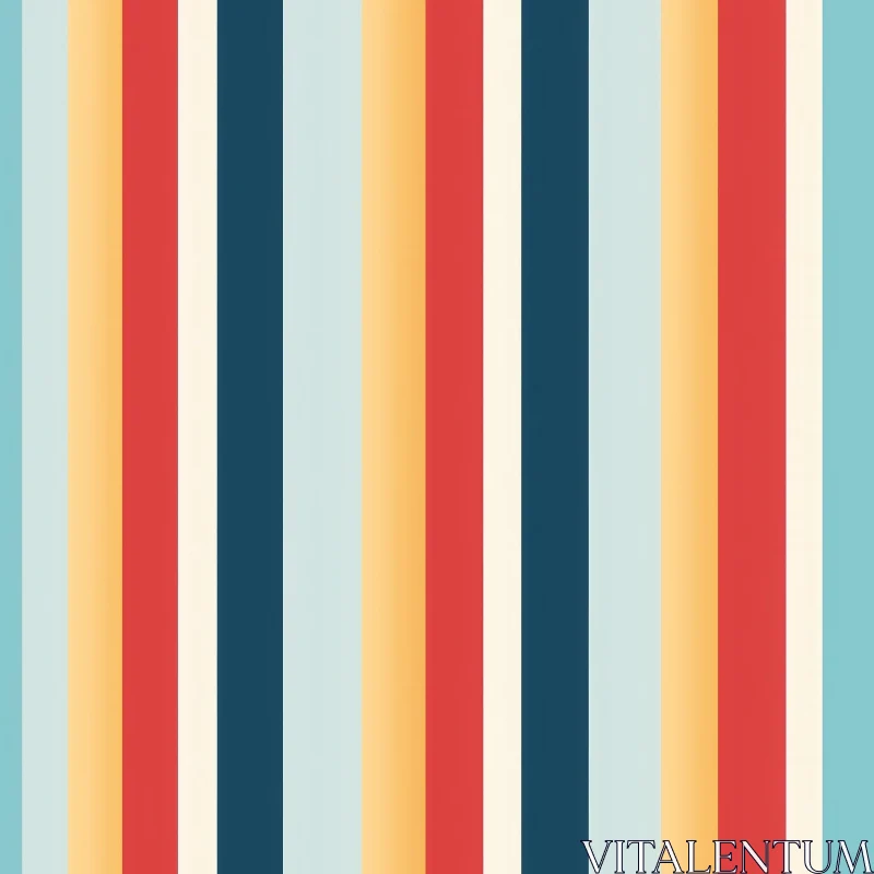 Retro Vertical Stripes Pattern in Blue, Green, Red, Yellow, Orange AI Image