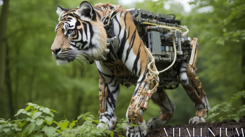 Robotic Tiger Merging with Nature AI Image