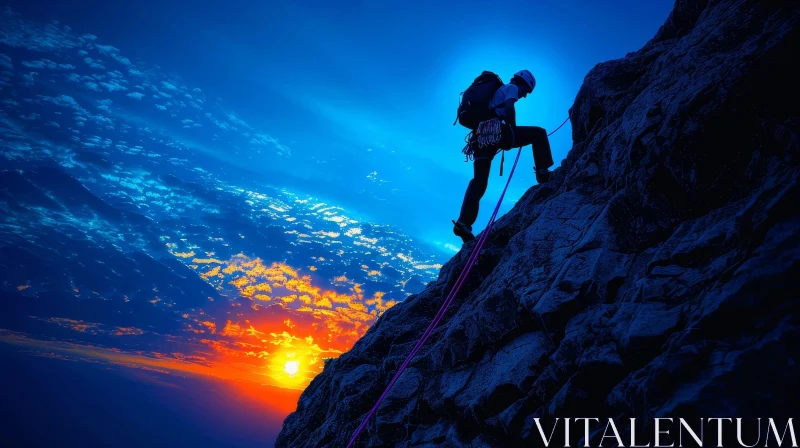 Thrilling Rock Climbing Adventure AI Image