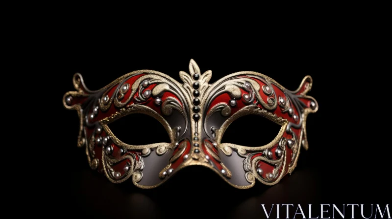 AI ART Venetian Carnival Mask - Red and Gold Beauty