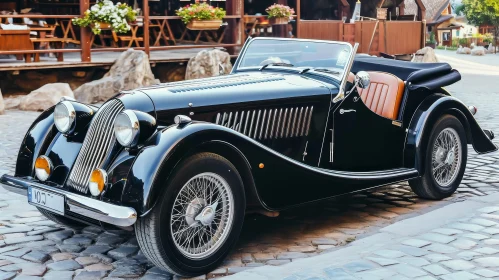 Vintage Classic Car in European Village