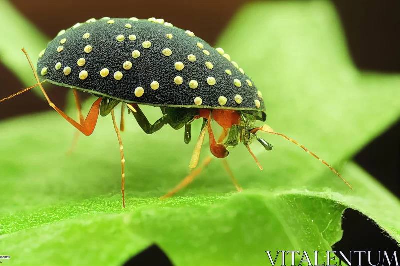 Captivating Bug on a Green Leaf with Intricate Costumes | Organic Architecture AI Image