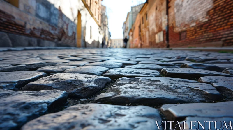 Charming Cobblestone Street: A Captivating Architectural View AI Image