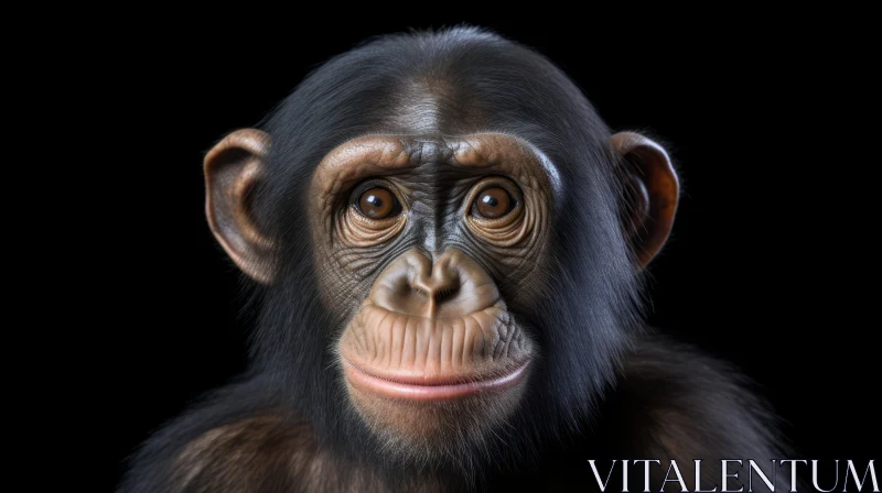 Chimpanzee Portrait: Expressive Close-Up Shot AI Image