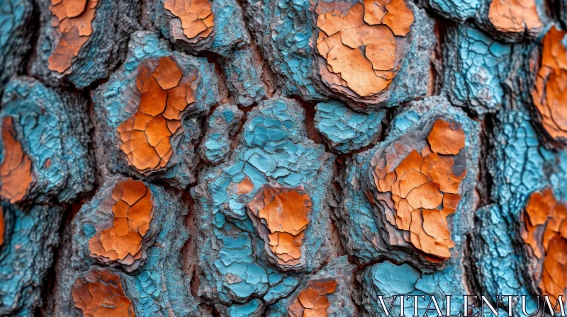 Close-Up of a Tree Trunk with Peeling Paint | Vibrant Contrast AI Image