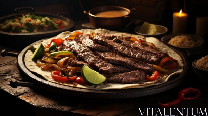 Delicious Steak Fajitas Plate AI Image