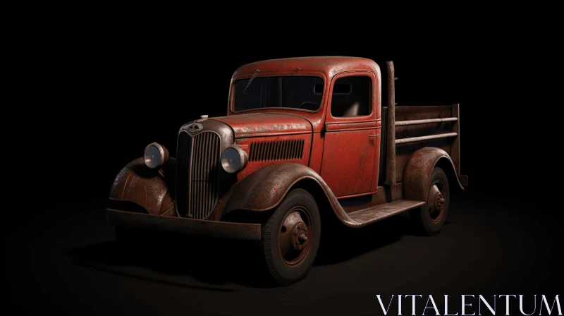 Eerie Realism: Captivating Old Truck on Dark Background AI Image