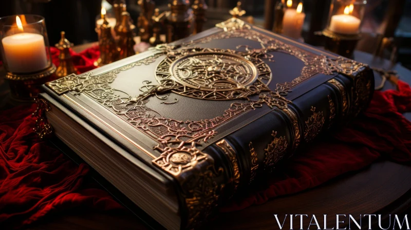 AI ART Enigmatic Leather-Bound Book with Geometric Design