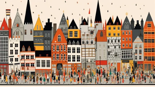 European City Streetscape - Urban Life and Vibrant City Scene