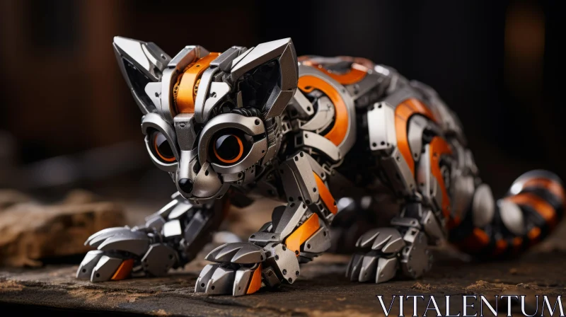 Mechanized Feline: An Artistic Illustration of a Robotic Cat AI Image