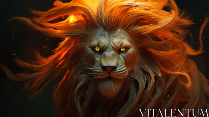 Powerful Lion Digital Painting AI Image