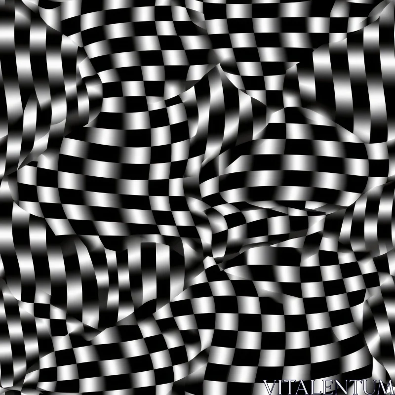 Retro Black and White Checkered Pattern with Glossy Gradient AI Image