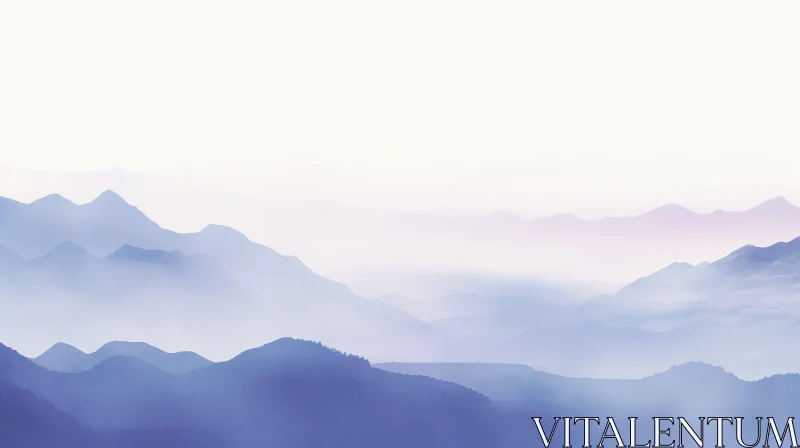 Serene Watercolor Mountain Landscape AI Image