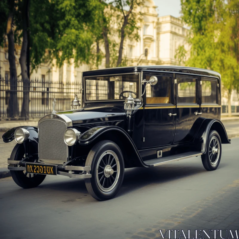 Vintage Elegance on City Streets: Old-Fashioned Cars in Luxurious Geometry AI Image