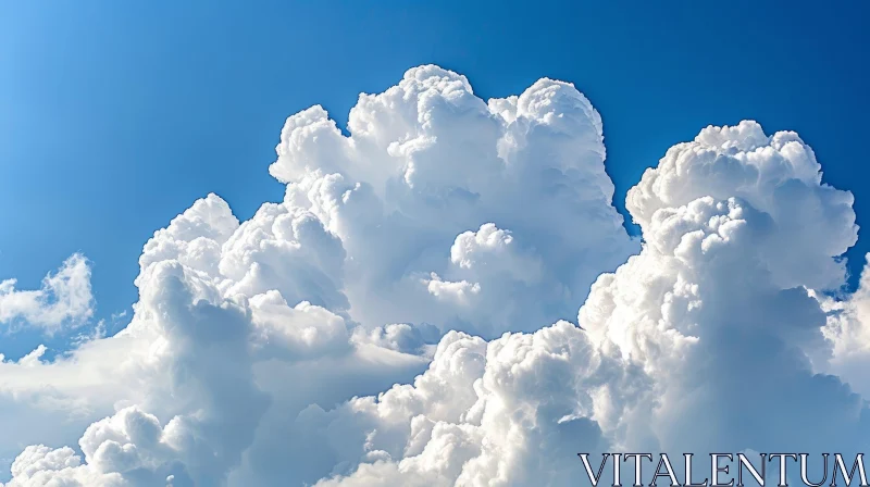Captivating Cloudscape: White Fluffy Clouds in a Blue Sky AI Image