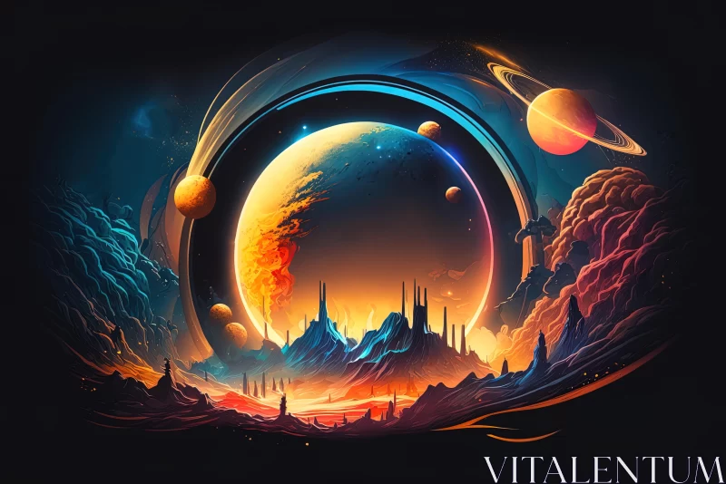 AI ART Colorful Planets in Virtual Reality: A High Detailed Design