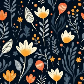 Elegant Floral Pattern on Dark Blue Background