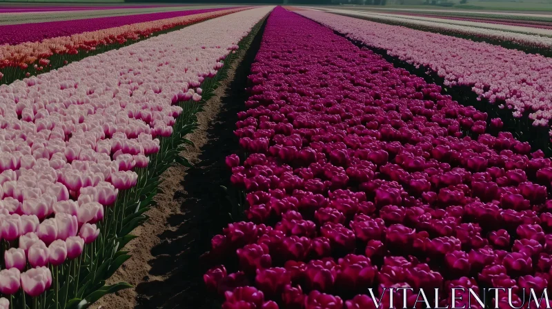 Field of Tulips: A Captivating Display of Colors and Blooming Beauty AI Image