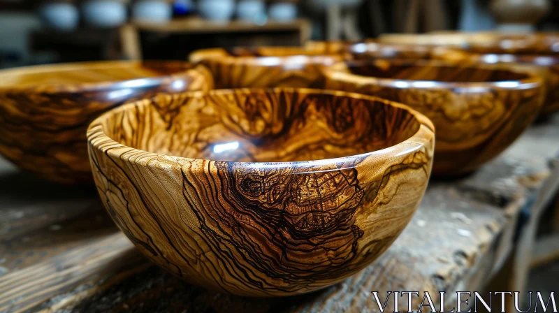 Handcrafted Olive Wood Bowls - Exquisite Design for Home Decor AI Image