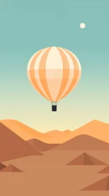 Hot Air Balloon Desert Landscape Illustration