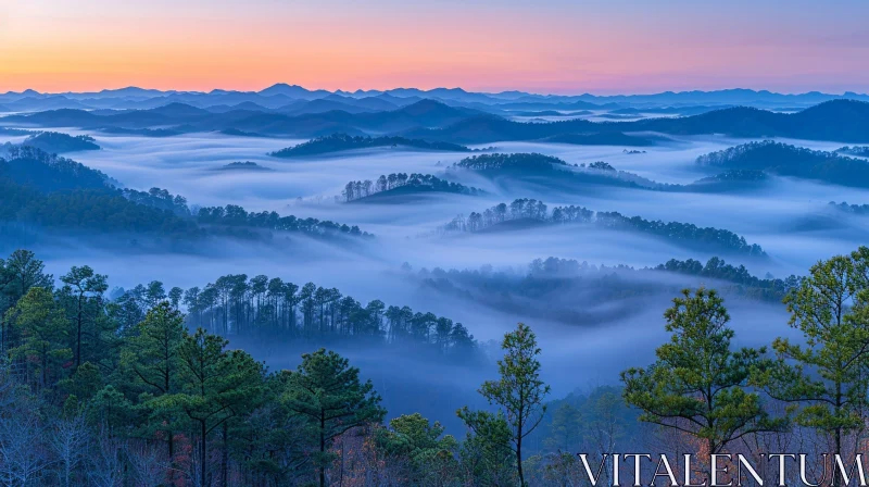 Mountain Sunrise Landscape: Ethereal Beauty AI Image