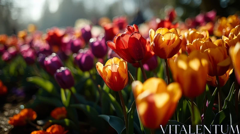Vibrant Tulip Field: A Captivating Close-Up AI Image