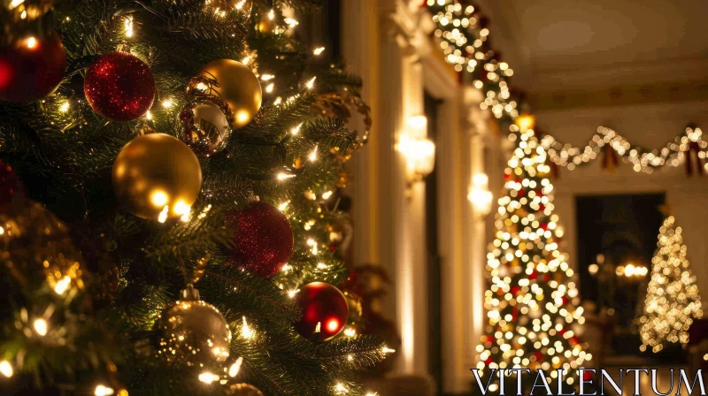 Beautifully Decorated Christmas Tree | Warm Lighting | Holiday Spirit AI Image